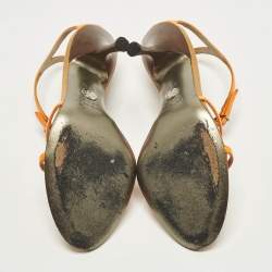 مملوكة مسبقًا صندل بحزام عند الكاحل دول تشي أند غابانا جلد لامع برتقالي نيون مقاس 37.5