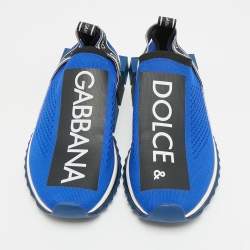 Pre Owned Dolce & Gabbana Sorrento Size 40 Blue/Black Knit Fabric Slip On Sneakers