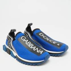 Pre Owned Dolce & Gabbana Sorrento Size 40 Blue/Black Knit Fabric Slip On Sneakers