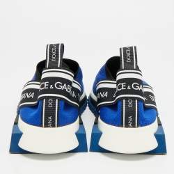 Pre Owned Dolce & Gabbana Sorrento Size 40 Blue/Black Knit Fabric Slip On Sneakers