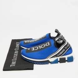 Pre Owned Dolce & Gabbana Sorrento Size 40 Blue/Black Knit Fabric Slip On Sneakers