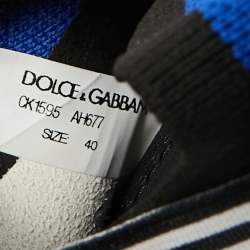 Pre Owned Dolce & Gabbana Sorrento Size 40 Blue/Black Knit Fabric Slip On Sneakers