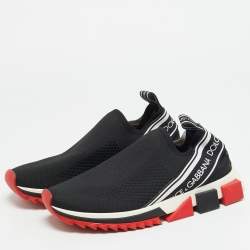Pre Owned Dolce & Gabbana Sorrento Size 40 Black/White Knit Fabric Slip On Sneakers