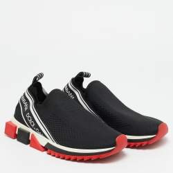 Pre Owned Dolce & Gabbana Sorrento Size 40 Black/White Knit Fabric Slip On Sneakers