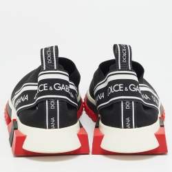 Pre Owned Dolce & Gabbana Sorrento Size 40 Black/White Knit Fabric Slip On Sneakers