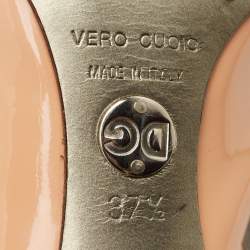 Pre Owned حذاء كعب عالي دولتشي أند غابانا جلد بيج لامع مقدمة مفتوحة مقاس 37.5