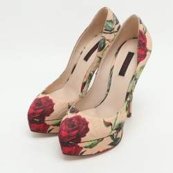 Pre Owned Dolce & Gabbana Size 36.5 Multicolor Floral Jacquard Pumps