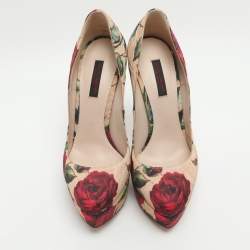 Pre Owned Dolce & Gabbana Size 36.5 Multicolor Floral Jacquard Pumps