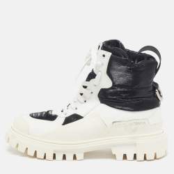 Pre Owned حذاء بوت دولتشي أند غابانا جلد أسود بإبزيم بالشعار مقاس 41