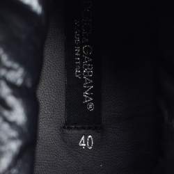 Pre Owned Dolce & Gabbana Size 40 White/Black Leather and Nylon Combat Boots