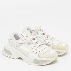 Pre Owned Dolce & Gabbana Airmaster Size 37.5 White Leather and Mesh Lace Up Sneakers