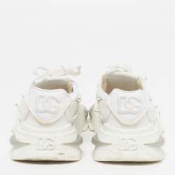Pre Owned Dolce & Gabbana Airmaster Size 37.5 White Leather and Mesh Lace Up Sneakers