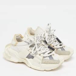 Pre Owned Dolce & Gabbana Space Size 37 Tricolor Leather and Nylon Lace Up Sneakers