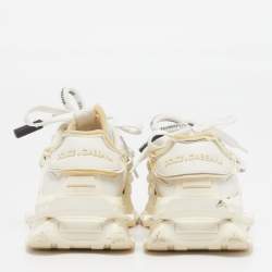 Pre Owned Dolce & Gabbana Space Size 37 Tricolor Leather and Nylon Lace Up Sneakers