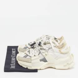 Pre Owned Dolce & Gabbana Space Size 37 Tricolor Leather and Nylon Lace Up Sneakers