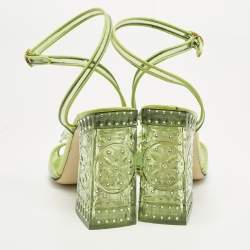 Pre Owned Dolce & Gabbana Cinderella Size 40.5 Green PVC and Patent Leather Ankle Strap Sandals