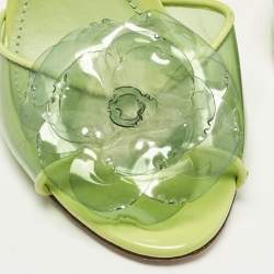 Pre Owned Dolce & Gabbana Cinderella Size 40.5 Green PVC and Patent Leather Ankle Strap Sandals