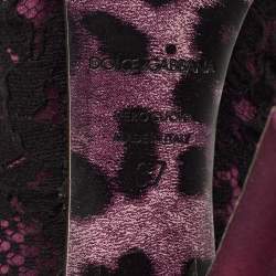مملوكة مسبقًا Dolce & Gabbana Size 37 Purple/Black Lace and Satin Round Toe Pumps