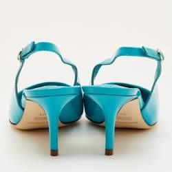 Pre Owned Dolce & Gabbana Size 38 Blue Patent Leather Pointed Toe Slingback Pumps