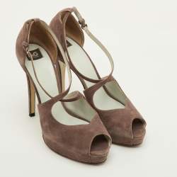 Pre Owned صندل دَي آند جي شامواه بني بني غامق مفتوح من الأمام على منصة مقاس 38