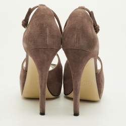 Pre Owned صندل دَي آند جي شامواه بني بني غامق مفتوح من الأمام على منصة مقاس 38