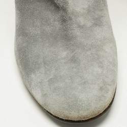 Pre Owned Dolce & Gabbana Size 38.5 Grey Suede Knee Length Boots