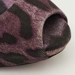 Pre Owned Dolce & Gabbana Size 36.5 Purple Leopard Print Denim Peep Toe Platform Pumps