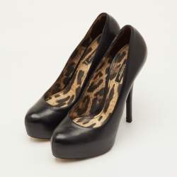 مملوكة مسبقًا Dolce & Gabbana Size 38 Black Leather Platform Pumps