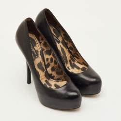 مملوكة مسبقًا Dolce & Gabbana Size 38 Black Leather Platform Pumps