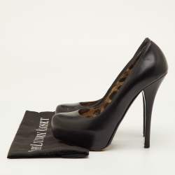 مملوكة مسبقًا Dolce & Gabbana Size 38 Black Leather Platform Pumps