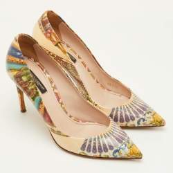 Pre Owned Dolce & Gabbana Size 39 Multicolor Printed Patent Leather Pointed Toe Pumps