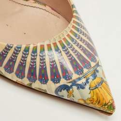 Pre Owned Dolce & Gabbana Size 39 Multicolor Printed Patent Leather Pointed Toe Pumps