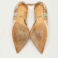 Pre Owned Dolce & Gabbana Size 39 Multicolor Printed Patent Leather Pointed Toe Pumps