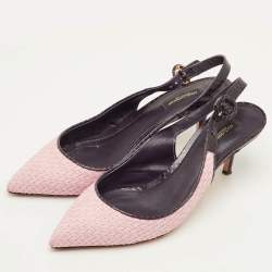 مملوكة مسبقًا Dolce & Gabbana Size 40 Pink/Purple Woven Raffia and Snakeskin Print Leather Slingback Sandals