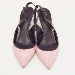 مملوكة مسبقًا Dolce & Gabbana Size 40 Pink/Purple Woven Raffia and Snakeskin Print Leather Slingback Sandals