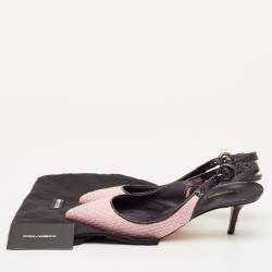 مملوكة مسبقًا Dolce & Gabbana Size 40 Pink/Purple Woven Raffia and Snakeskin Print Leather Slingback Sandals