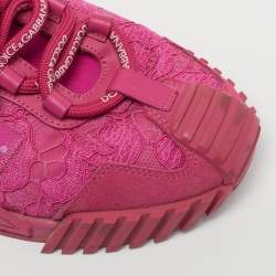 مملوكة مسبقًا حذاء رياضي دولتشي أند غابانا نس1 وردي دانتيل ونايلون منخفض من أعلى مقاس 36