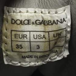 Pre Owned Dolce & Gabbana Portofino Size 35 Grey Leather Low Top Sneakers