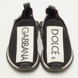 مملوكة مسبقًا Dolce & Gabbana Sorrento Size 39.5 Black/White Knit Fabric Slip On Sneakers