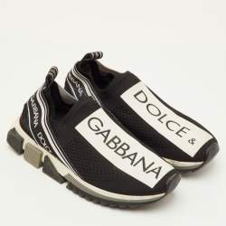 مملوكة مسبقًا Dolce & Gabbana Sorrento Size 39.5 Black/White Knit Fabric Slip On Sneakers