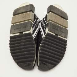 مملوكة مسبقًا Dolce & Gabbana Sorrento Size 39.5 Black/White Knit Fabric Slip On Sneakers