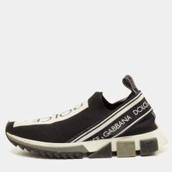 مملوكة مسبقًا Dolce & Gabbana Sorrento Size 39.5 Black/White Knit Fabric Slip On Sneakers