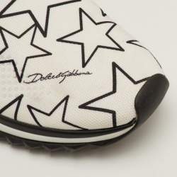 مملوكة مسبقًا Dolce & Gabbana Sorrento Size 41 White/Black Knit Fabric Star Slip On Sneakers