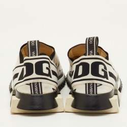 مملوكة مسبقًا Dolce & Gabbana Sorrento Size 41 White/Black Knit Fabric Star Slip On Sneakers