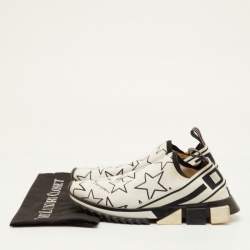 مملوكة مسبقًا Dolce & Gabbana Sorrento Size 41 White/Black Knit Fabric Star Slip On Sneakers