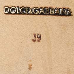 Pre Owned Dolce & Gabbana Lily Size 39 Red Brocade Velvet Leather Mary Jane Pumps