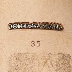 Pre Owned Dolce & Gabbana Keira Size 35 Gold Lace and Mesh Crystal Embellished Slide Sandals