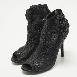 Pre Owned Dolce & Gabbana Size 39 Black Straw Ankle Length Boots