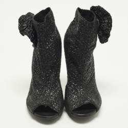 Pre Owned Dolce & Gabbana Size 39 Black Straw Ankle Length Boots