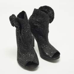 Pre Owned Dolce & Gabbana Size 39 Black Straw Ankle Length Boots